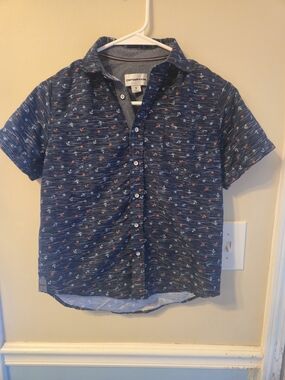 Short-Sleeve Navy Anchor Print Shirt - Distortion Boy's